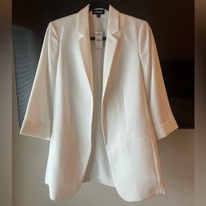Express Open Front Blazer White Medium